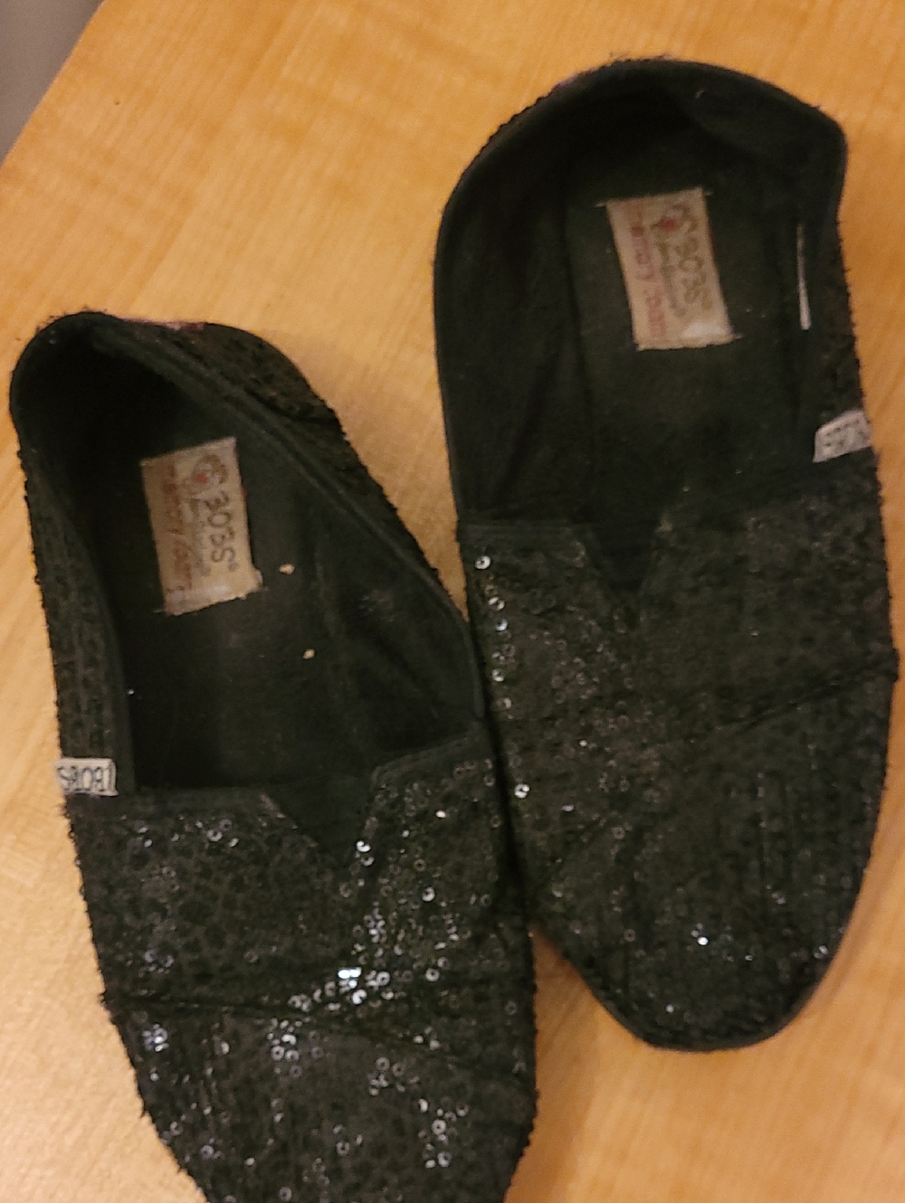 BOBS Black Sequin Slip-On Flats